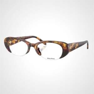 MIU MIU Vedette Sunglasses Brown Tortoise Blue Light Clear Lens